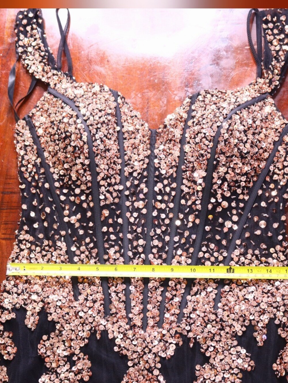 NWT Jovani 51115 Black Rose Gold Sequin Mermaid Gown Size 10 - Picture 11 of 13